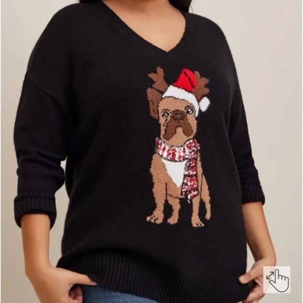 Torrid Frenchie Black Holiday Sweater